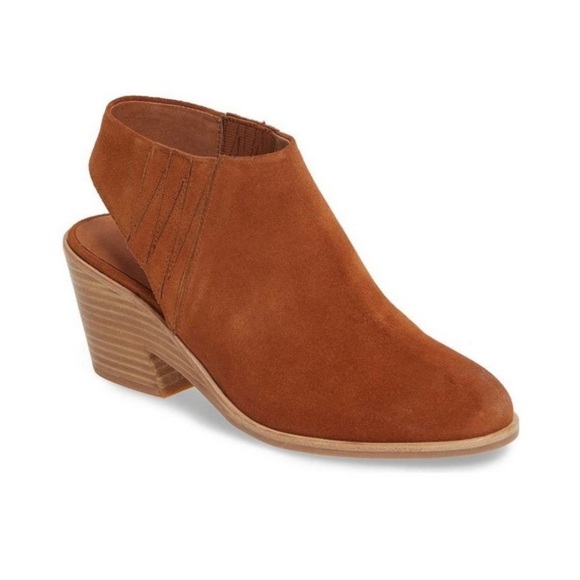 Gentle Souls Cognac Marlie Slingback Suede Block Heel Sling Back Shoes - Picture 1 of 8